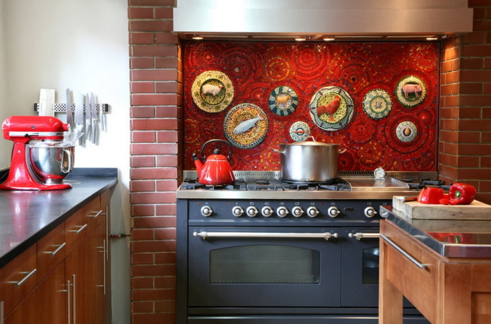 panel a tűzhely felett a konyha belsejében