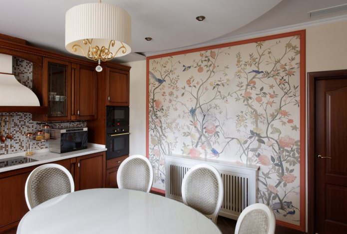 wallpaper panels in the interior of the kitchen