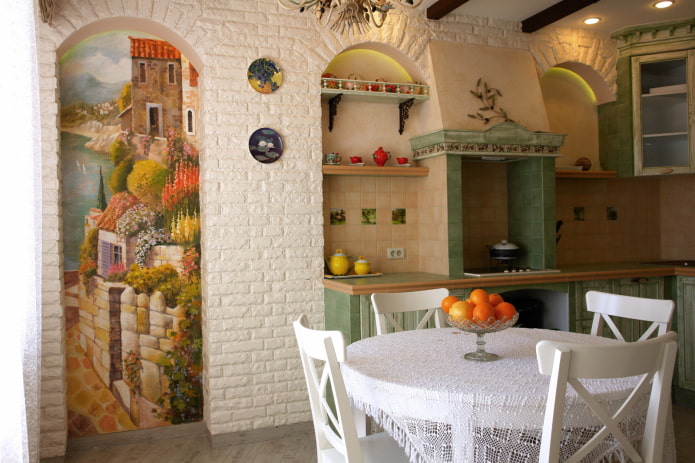 панели у унутрашњости кухиње у стилу Провансе