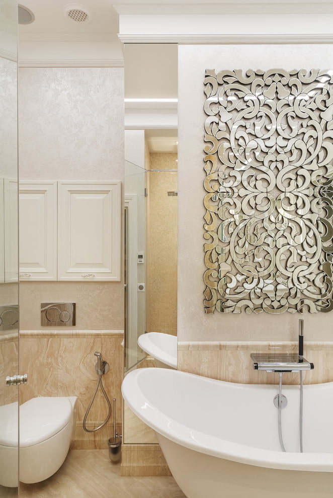 wall panel in the interior of the bathroom