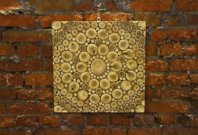 panel from wood cuts on the wall