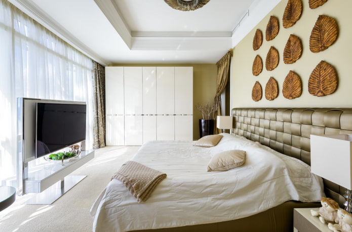 TV in the interior of the bedroom in a modern style