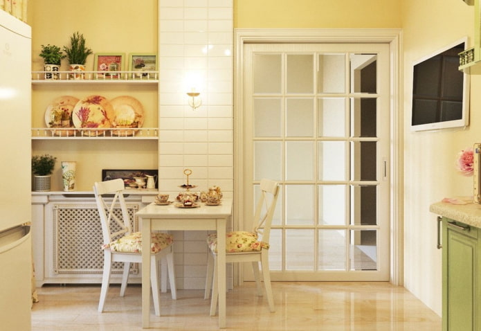 doors in the interior of the kitchen in the style of Provence