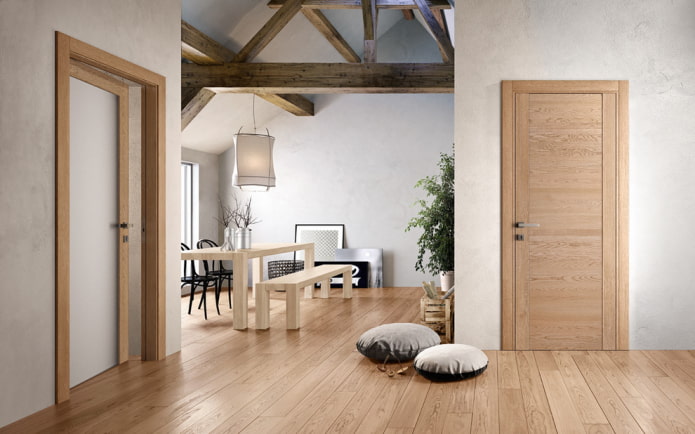 wooden door in the color of the floor