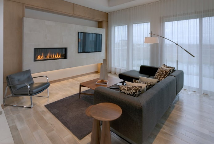electric fireplace and TV in the interior of the living room