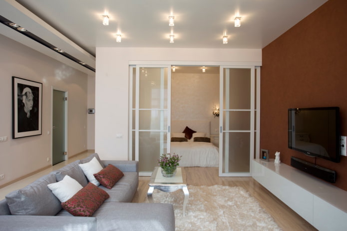 light-colored sliding doors in the interior