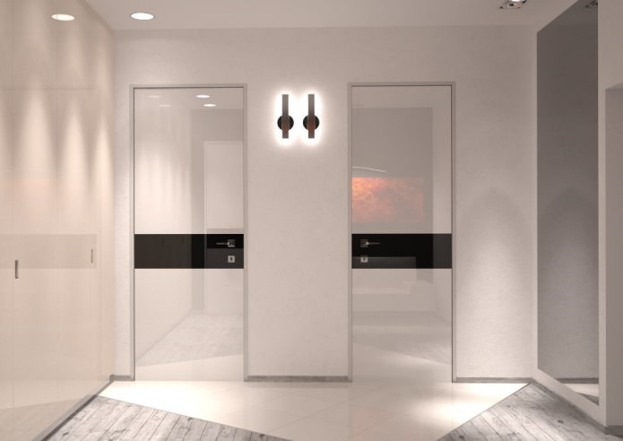 glossy doors in a light shade in the interior