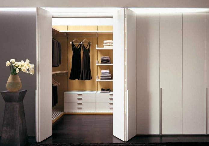 dressing room with folding doors in the interior