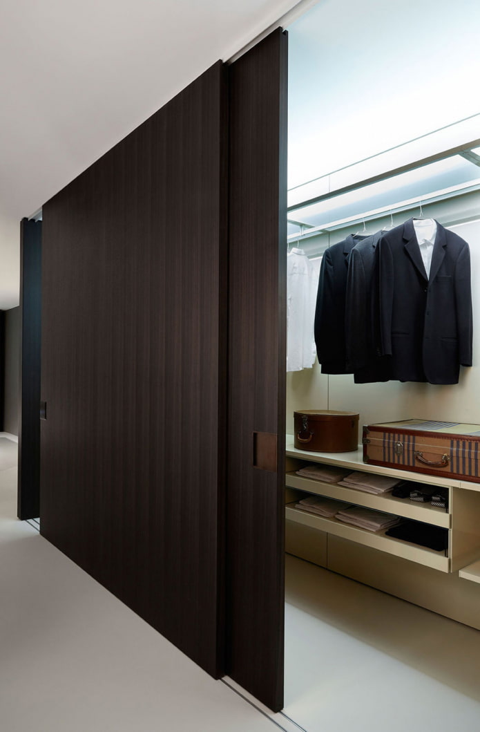 dressing room with wooden doors in the interior