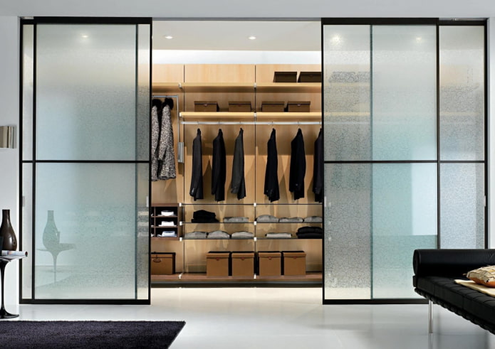 dressing room with sliding doors in the interior