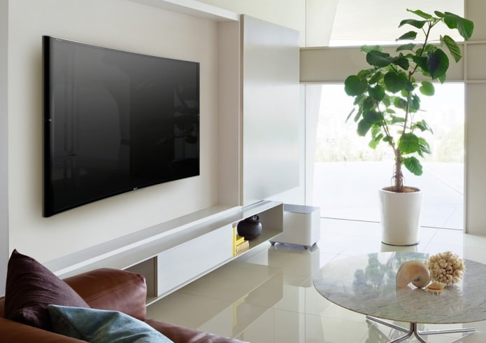 curved wall TV in the interior