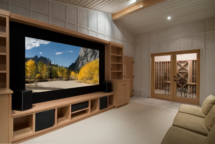 large wall-mounted TV in the interior