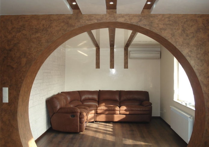 round plasterboard arch in the interior
