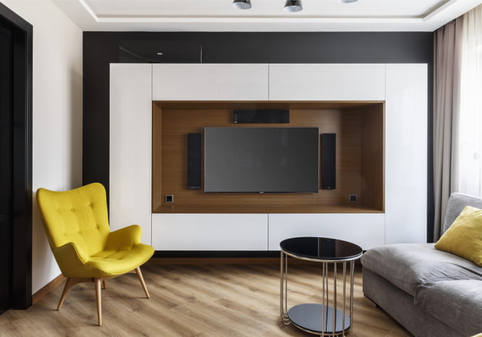 TV in the furniture niche in the interior
