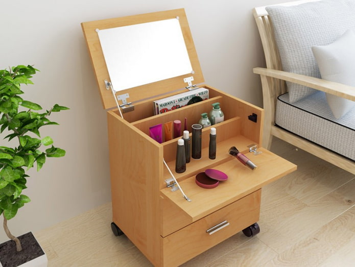 dressing mobile table in the interior