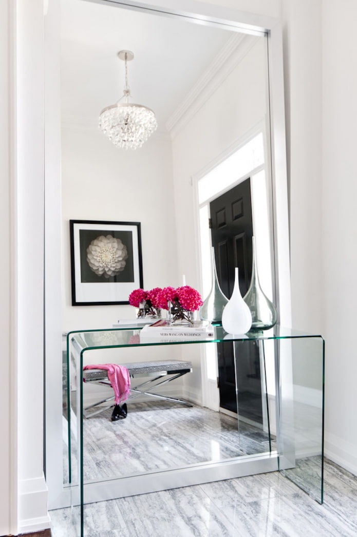 dressing glass table in the interior