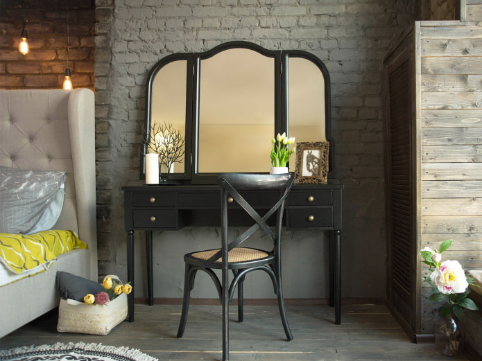 dressing table in the interior in the loft style