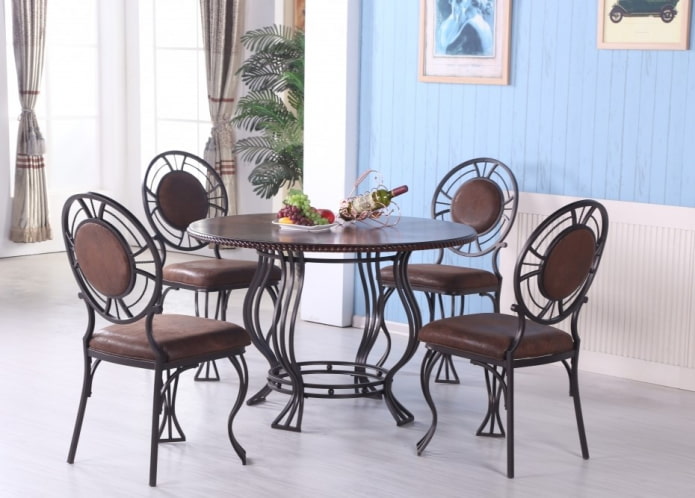 wrought iron dining table in the interior