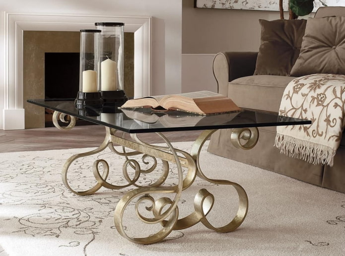 forged coffee table in the interior