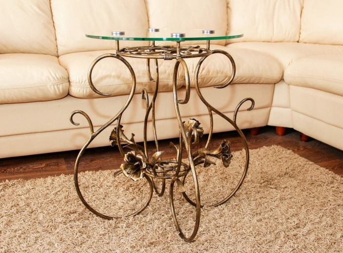 forged coffee table in the interior