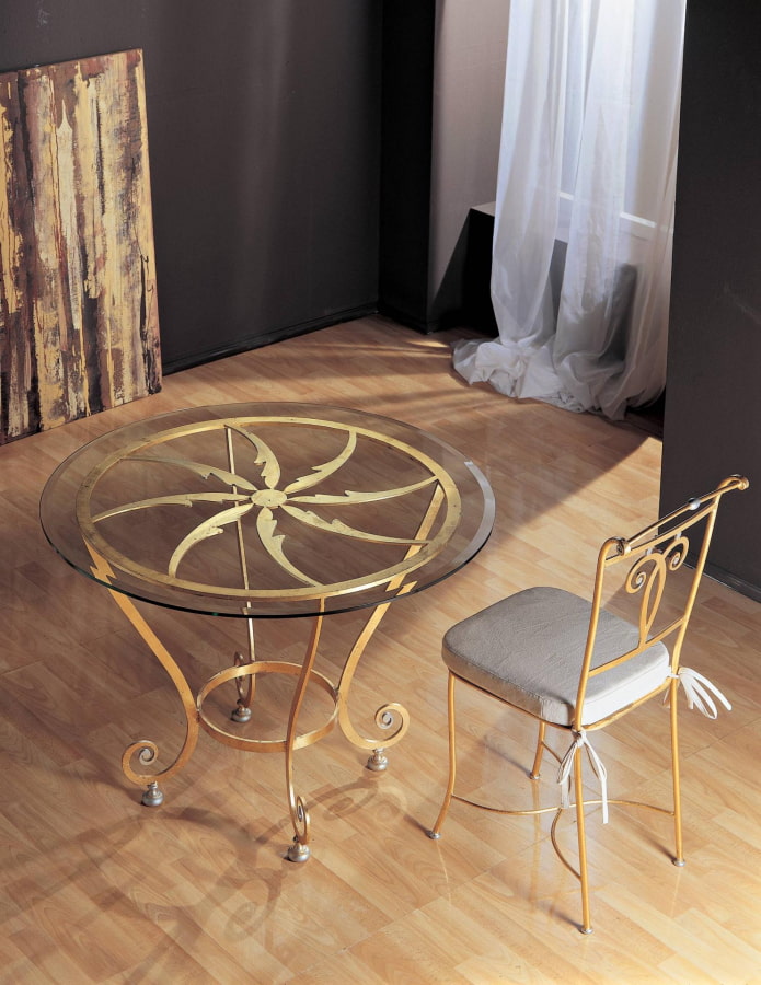 forged round table in the interior