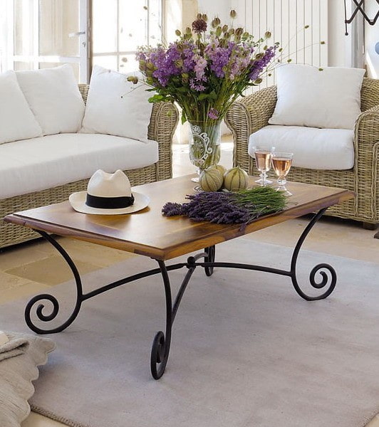 wrought iron rectangular table in the interior