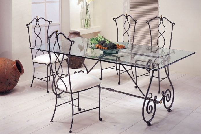 wrought iron dining table in the kitchen