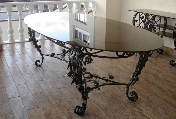 forged mirror table in the interior