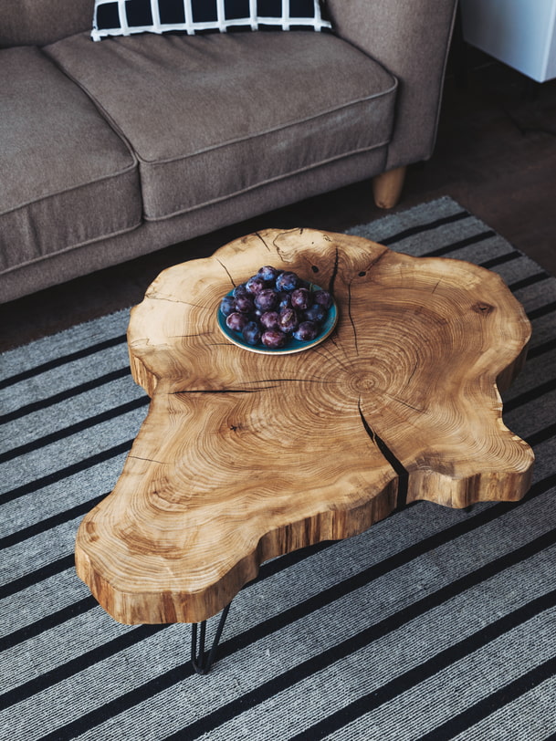slab coffee table in the interior