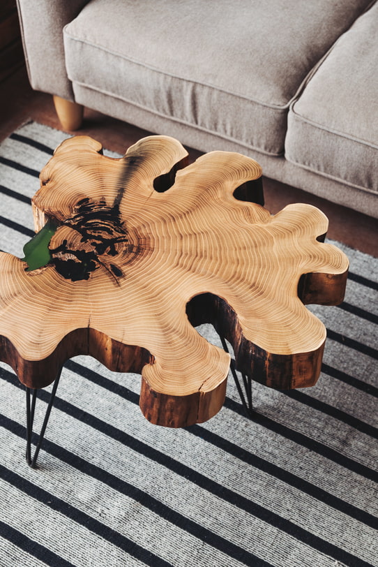 slab coffee table in the interior