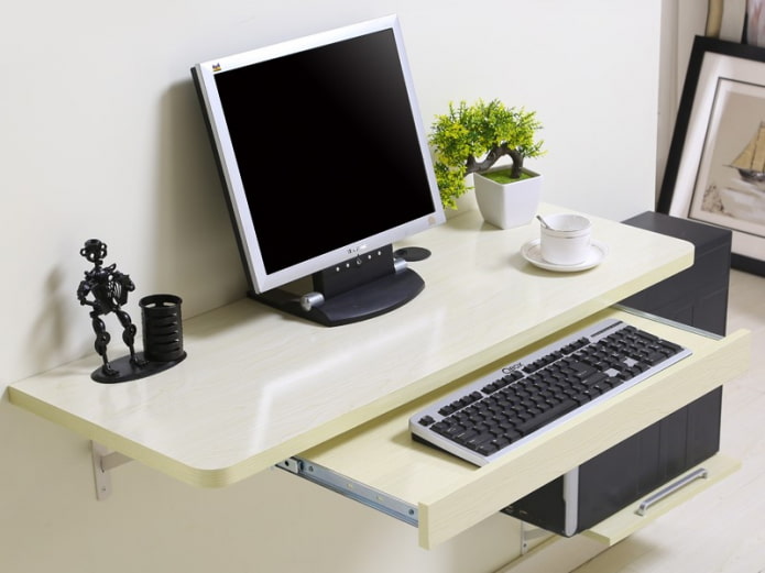 computer desk na may keyboard shelf
