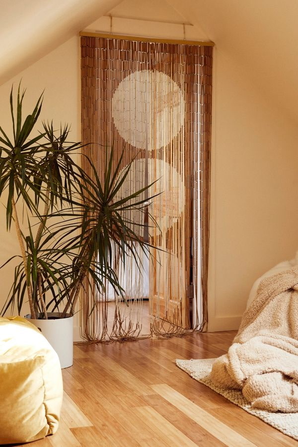 bamboo curtains on the door in the interior