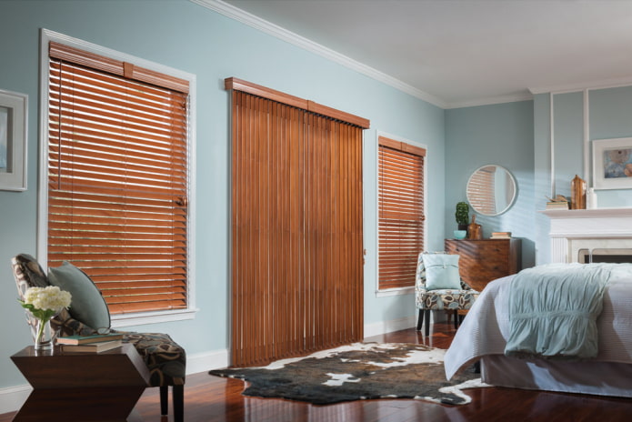 wooden blinds on the doors in the interior