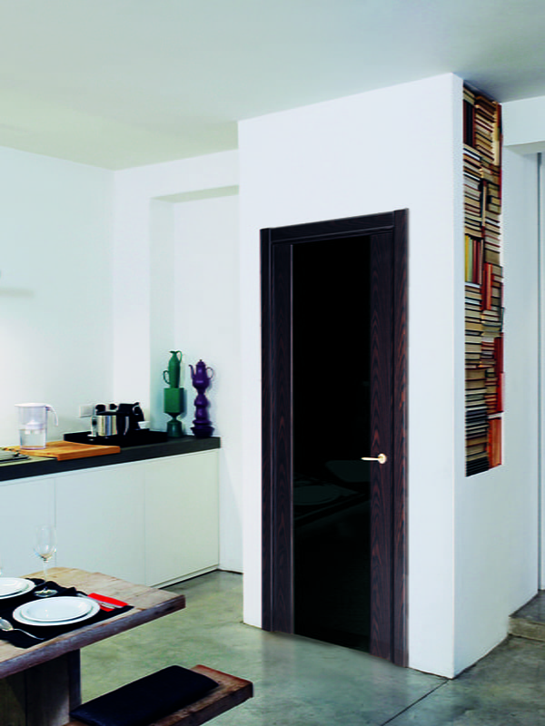 doors with black glass in the interior