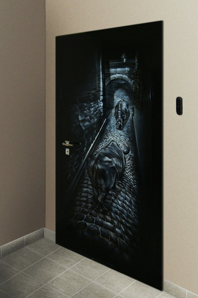 entrance canvas with airbrushing