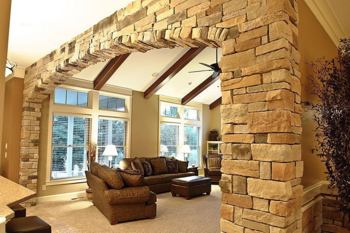 arch with rough stone trim