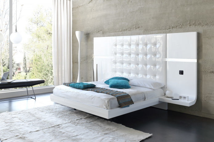 white bed with floating effect