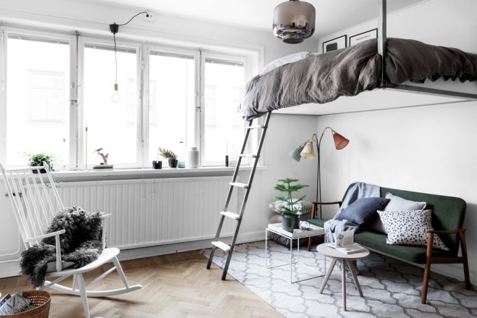 Skandináv stílusú tetőtéri ágy