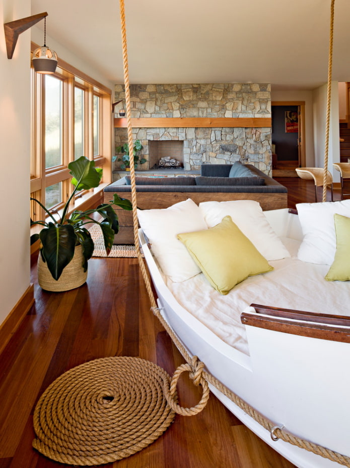 Öko-stílusú hálószoba-nappali