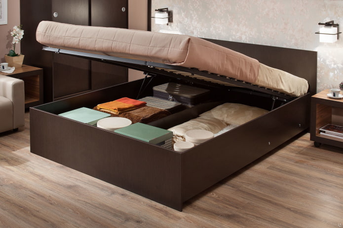 wooden bed with lifting mechanism