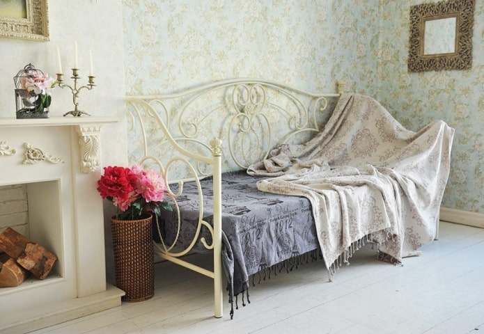 wrought iron corner bed in the interior