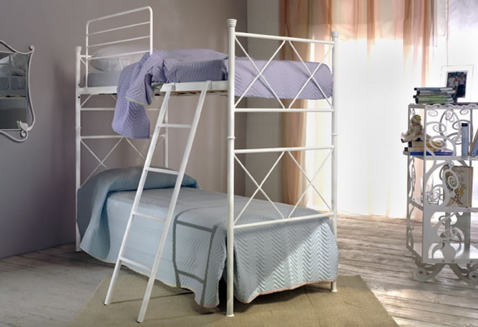 wrought iron bunk bed in the interior