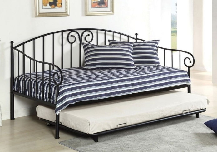 wrought iron transformable bed in the interior