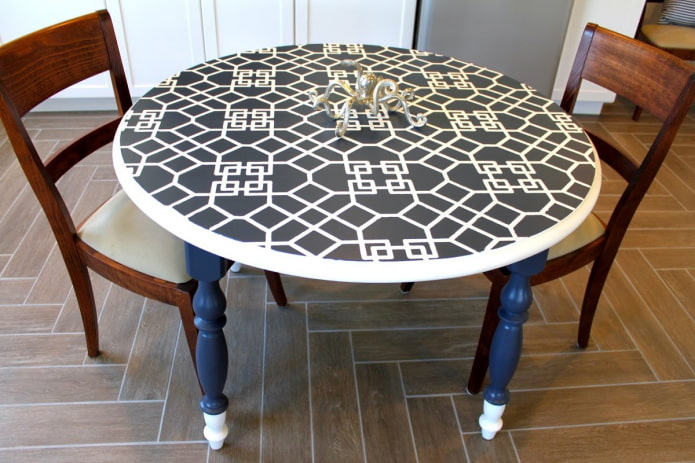 table with tiles in the interior of the kitchen