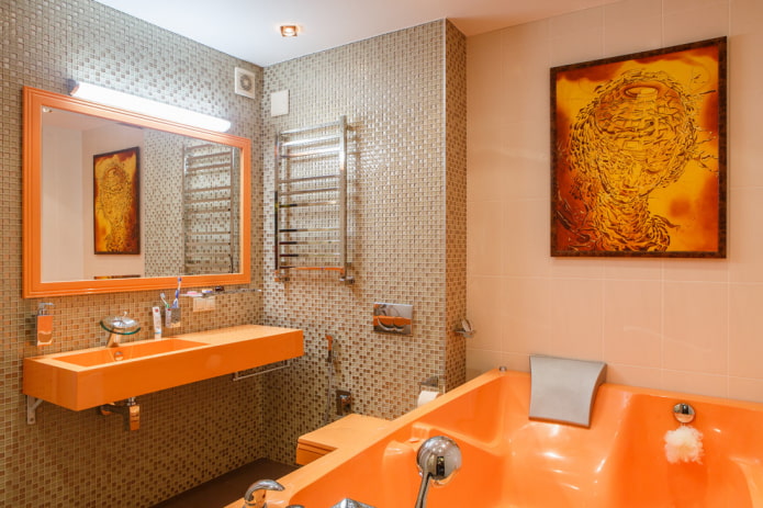 mozaik fürdőszobai csempékkel kombinálva