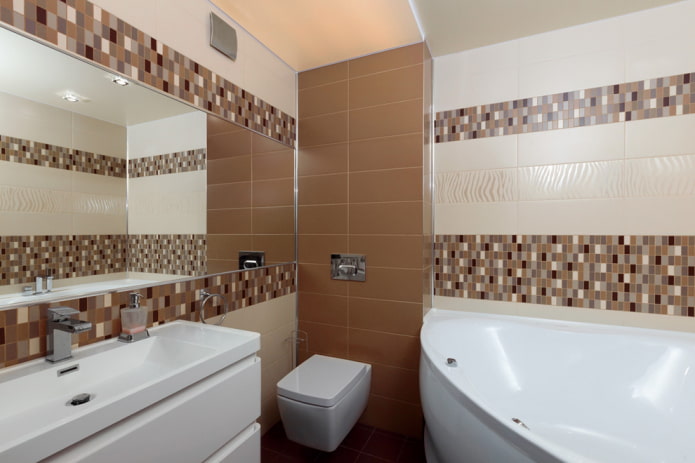 téglalap alakú mozaik a fürdőszoba belsejében