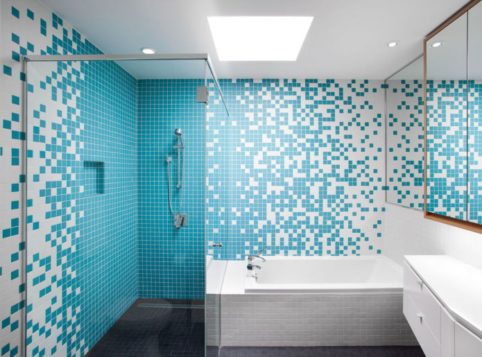 mozaik a fürdőszoba belső sarkában
