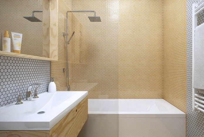 honeycomb mosaic sa loob ng banyo