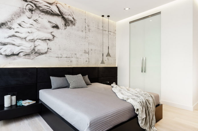 ágy minimalista stílusú ágytakaróval