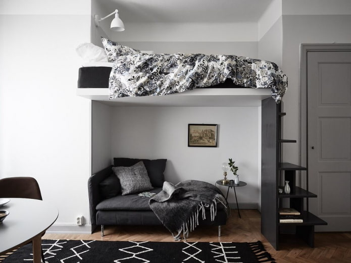 double loft bed in the interior